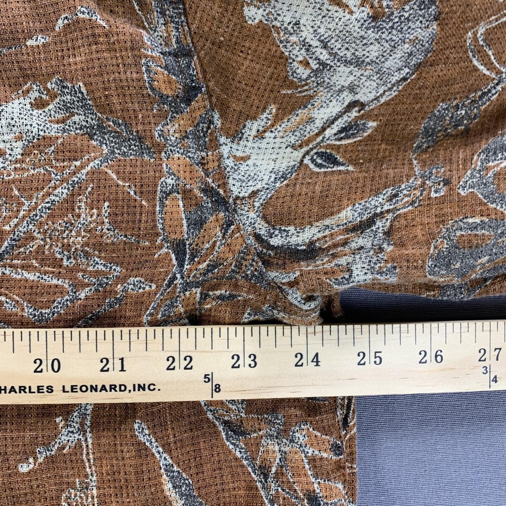 Chicos Design Shirt Womens Sz 3 / XXL Brown Linen Asian Print Button Front Top - Picture 11 of 13